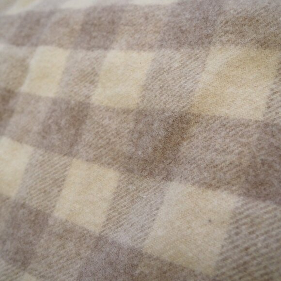 Woolrich Beige Buffalo Plaid Check Hoodie Hooded Pullover Popover Cape Poncho - Picture 7 of 7